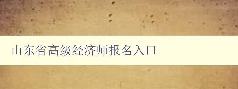 山东省高级经济师报名入口