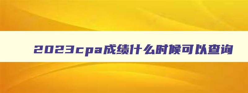 2023cpa成绩什么时候可以查询,2023cpa考试成绩什么时候出来