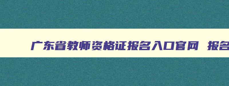 广东省教师资格证报名入口官网