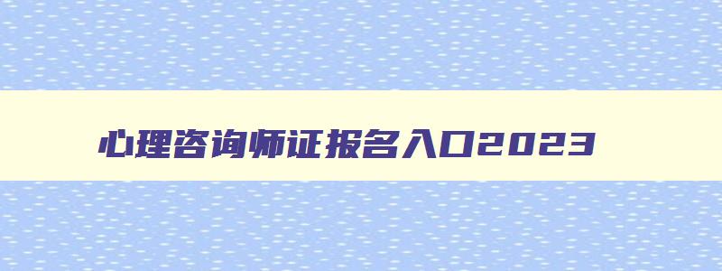 心理咨询师证报名入口2023,2023年全国心理咨询师考试报名入口