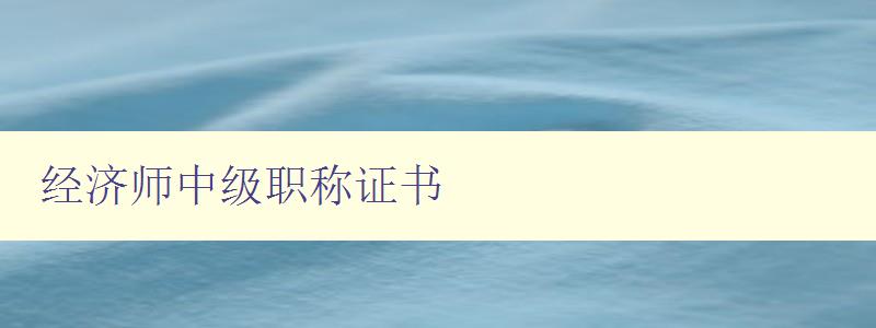 经济师中级职称证书