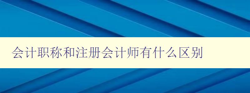 会计职称和注册会计师有什么区别