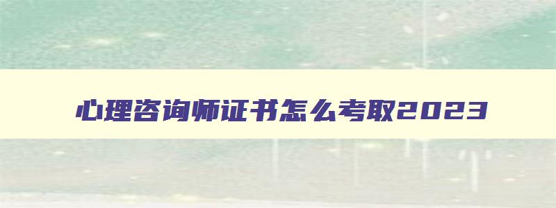 心理咨询师证书怎么考取2023,健康管理师资格证报考官网