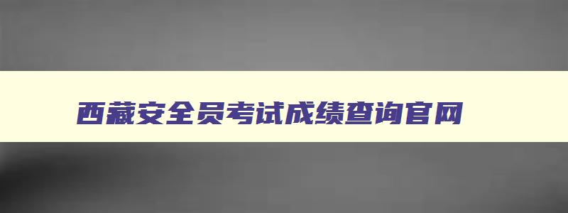 西藏安全员考试成绩查询官网