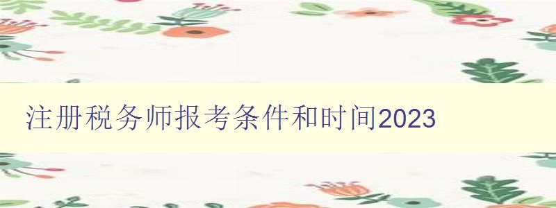 注册税务师报考条件和时间2023