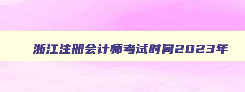 浙江注册会计师考试时间2023年,浙江注册会计考试时间