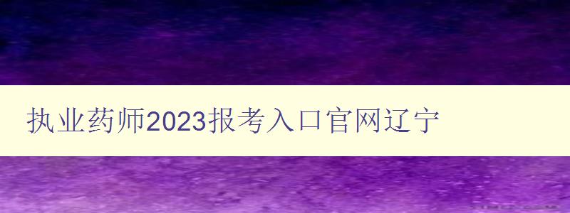 执业药师2023报考入口官网辽宁