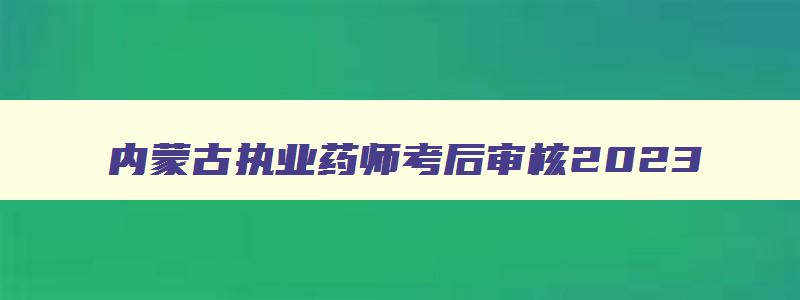 内蒙古执业药师考后审核2023