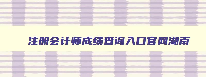 注册会计师成绩查询入口官网湖南（湖南注册会计师成绩查询2023）