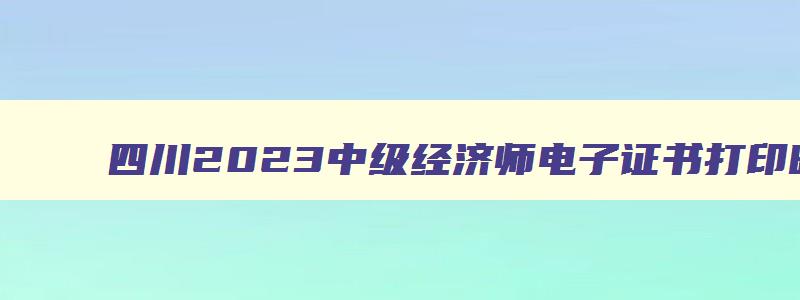 四川2023中级经济师电子证书打印时间,四川2023中级经济师