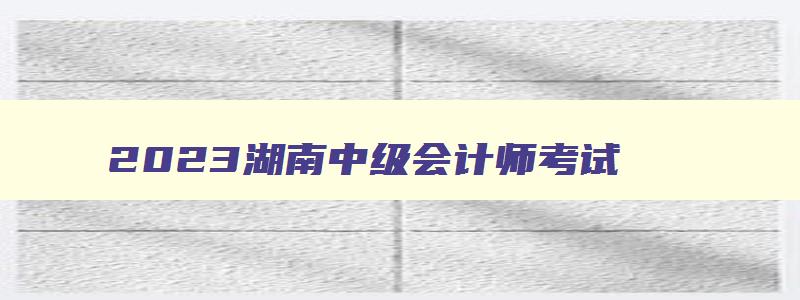 2023湖南中级会计师考试,2023年湖南中级会计考试具体时间