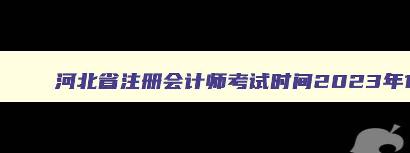 河北省注册会计师考试时间2023年12月,河北省注册会计师考试时间2023年