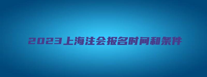 2023上海注会报名时间和条件（4月28日截止）（2023年注会报名和考试时间）