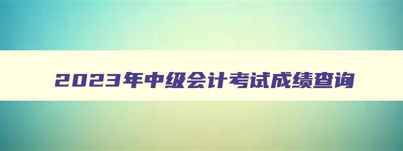 2023年中级会计考试成绩查询,2023年中级会计报名入口官网查询成绩