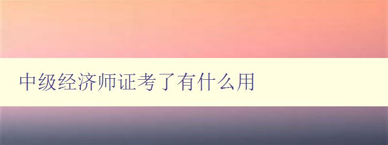 中级经济师证考了有什么用