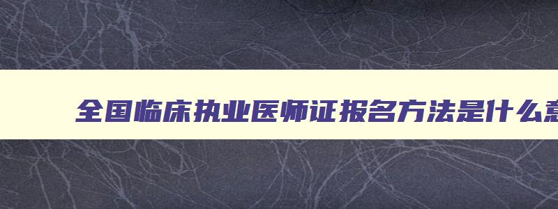 全国临床执业医师证报名方法是什么意思呀