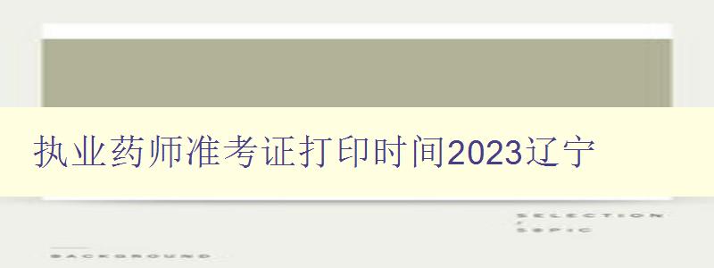 执业药师准考证打印时间2023辽宁