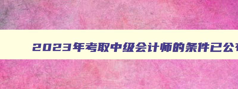 2023年考取中级会计师的条件已公布了吗