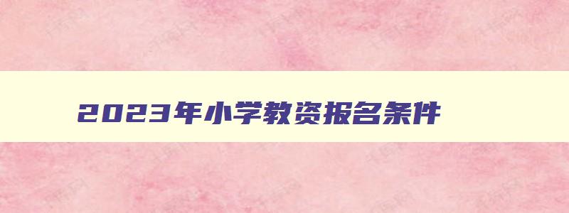 2023年小学教资报名条件,2023年小学教师资格证报名条件是什么