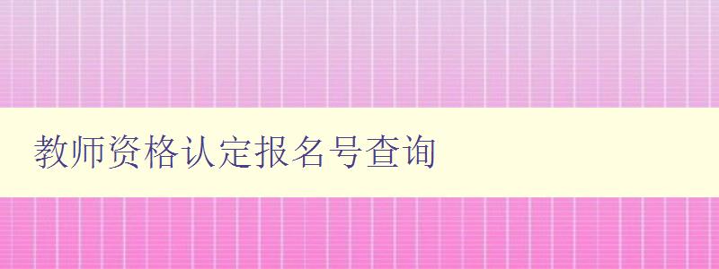 教师资格认定报名号查询