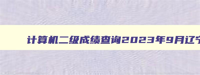 计算机二级成绩查询2023年9月辽宁,计算机二级成绩查询2023年9月