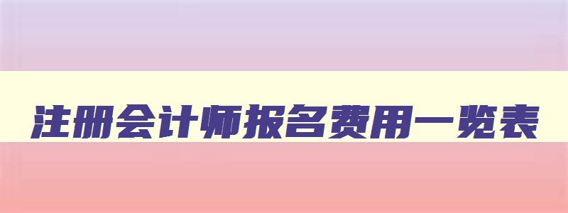 注册会计师报名费用一览表,2023年注册会计师报名费用