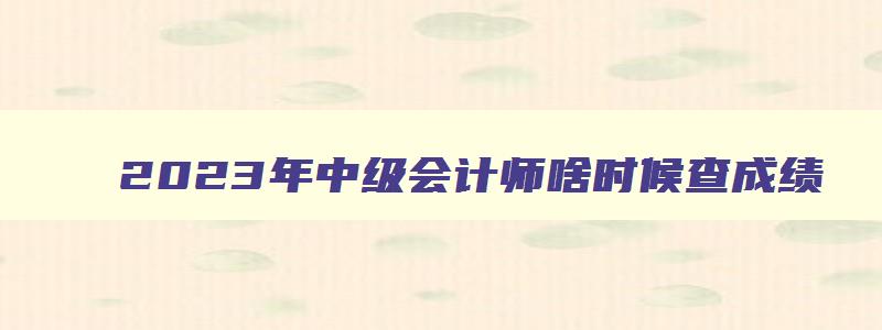 2023年中级会计师啥时候查成绩（2023年中级会计师啥时候查成绩啊）