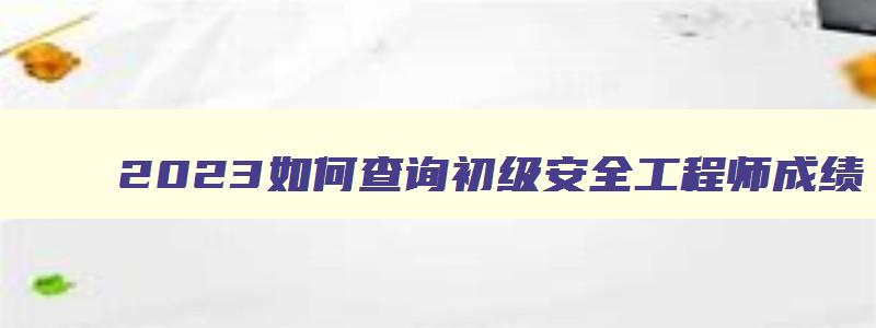 2023如何查询初级安全工程师成绩（2023如何查询初级安全工程师成绩呢）