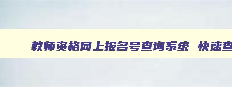 教师资格网上报名号查询系统