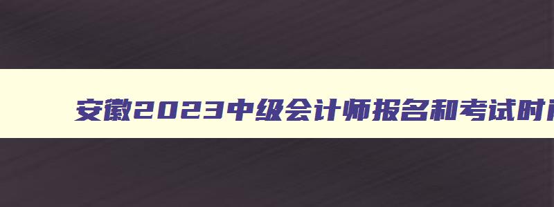 安徽2023中级会计师报名和考试时间