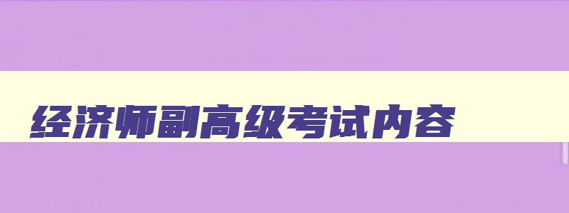 经济师副高级考试内容,经济师副高级考试