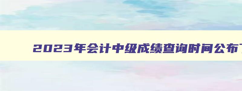 2023年会计中级成绩查询时间公布了吗