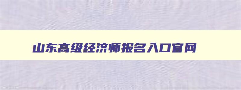 山东高级经济师报名入口官网,山东高级经济师职称报名官网网址