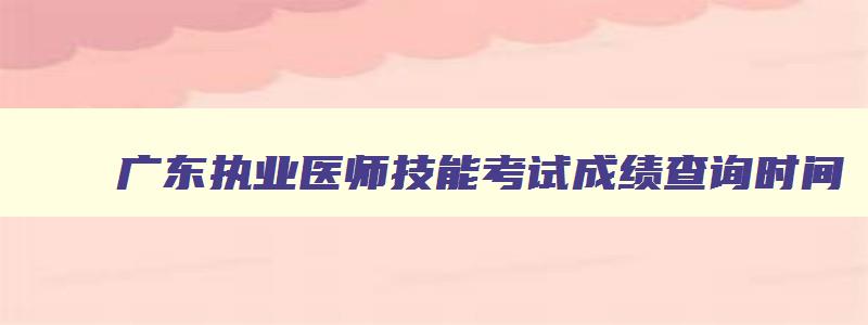 广东执业医师技能考试成绩查询时间