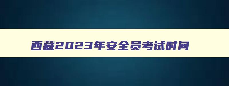 西藏2023年安全员考试时间