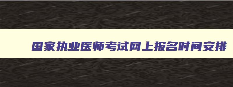 国家执业医师考试网上报名时间安排