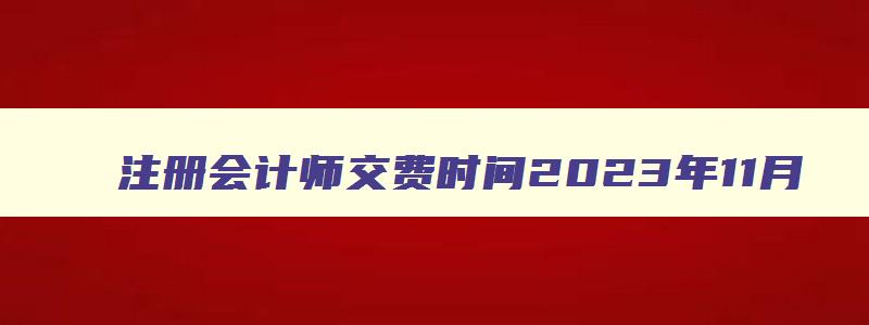 注册会计师交费时间2023年11月,注册会计师交费时间2023年