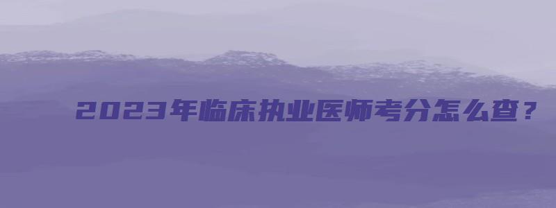 2023年临床执业医师考分怎么查？（2023年临床执业医师考试成绩查询）