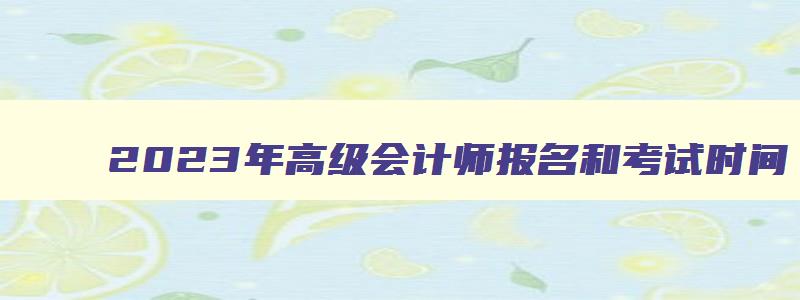 2023年高级会计师报名和考试时间,2023年会计师报名时间