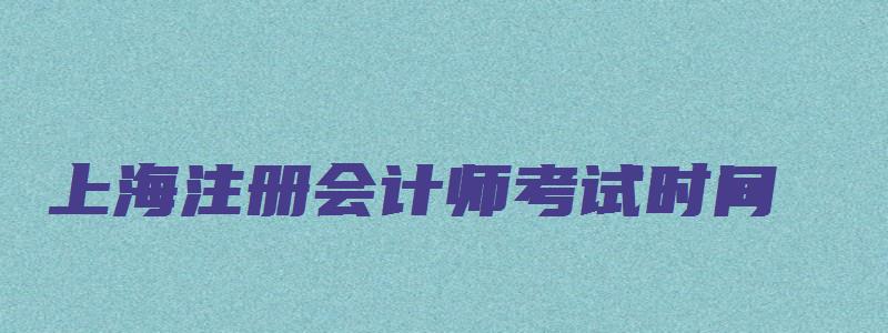 上海注册会计师考试时间（上海注册会计师考试时间2023年）