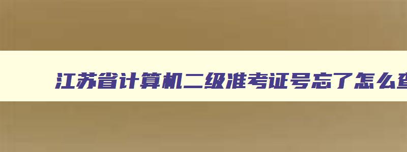 江苏省计算机二级准考证号忘了怎么查成绩