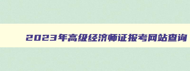 2023年高级经济师证报考网站查询,2023年高级经济师证报考网站查询