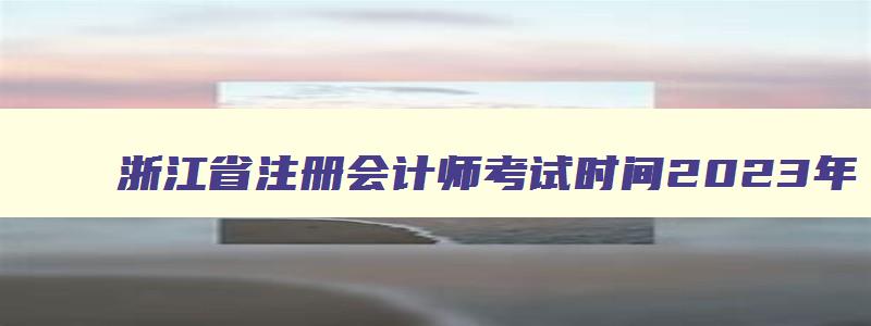 浙江省注册会计师考试时间2023年