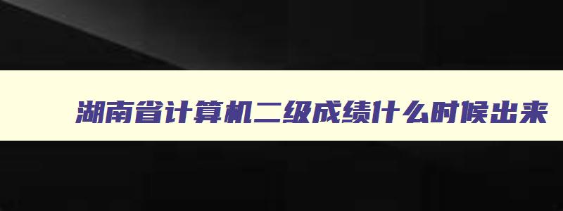 湖南省计算机二级成绩什么时候出来,2023湖南计算机二级成绩什么时候出来