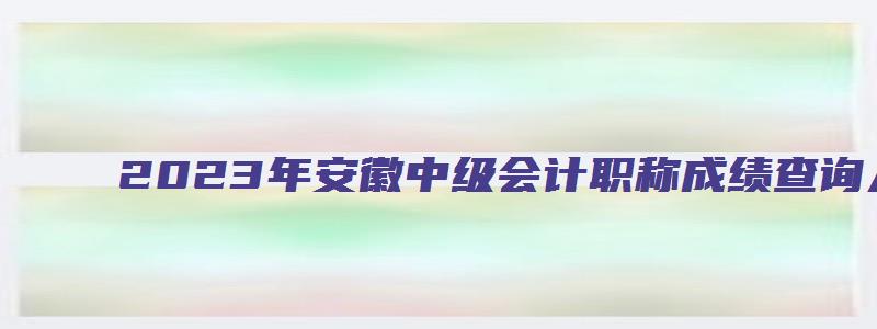 2023年安徽中级会计职称成绩查询入口：财政部官网（2023安徽中级会计考试成绩查询）