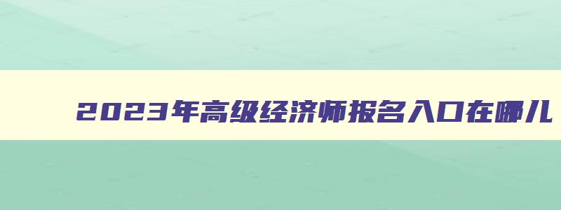 2023年高级经济师报名入口在哪儿,2023年高级经济师报名入口在哪