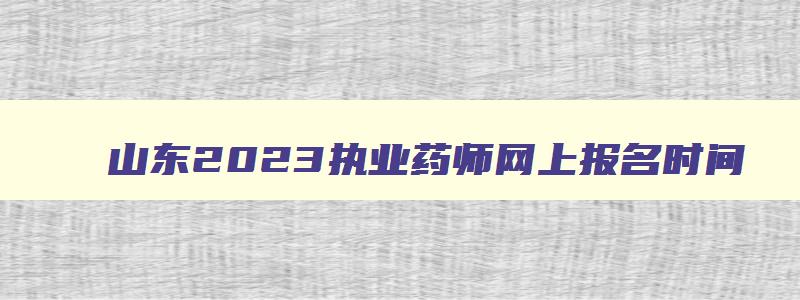 山东2023执业药师网上报名时间