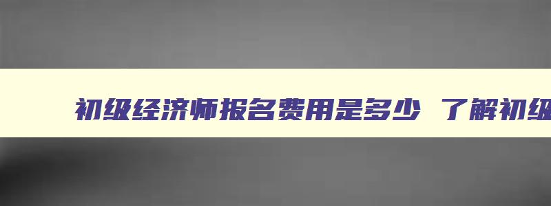 初级经济师报名费用是多少