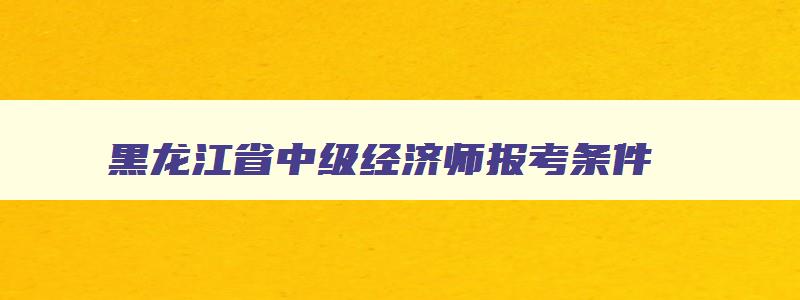 黑龙江省中级经济师报考条件