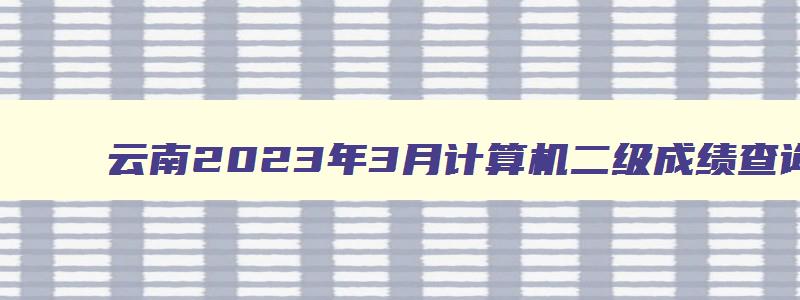 云南2023年3月计算机二级成绩查询